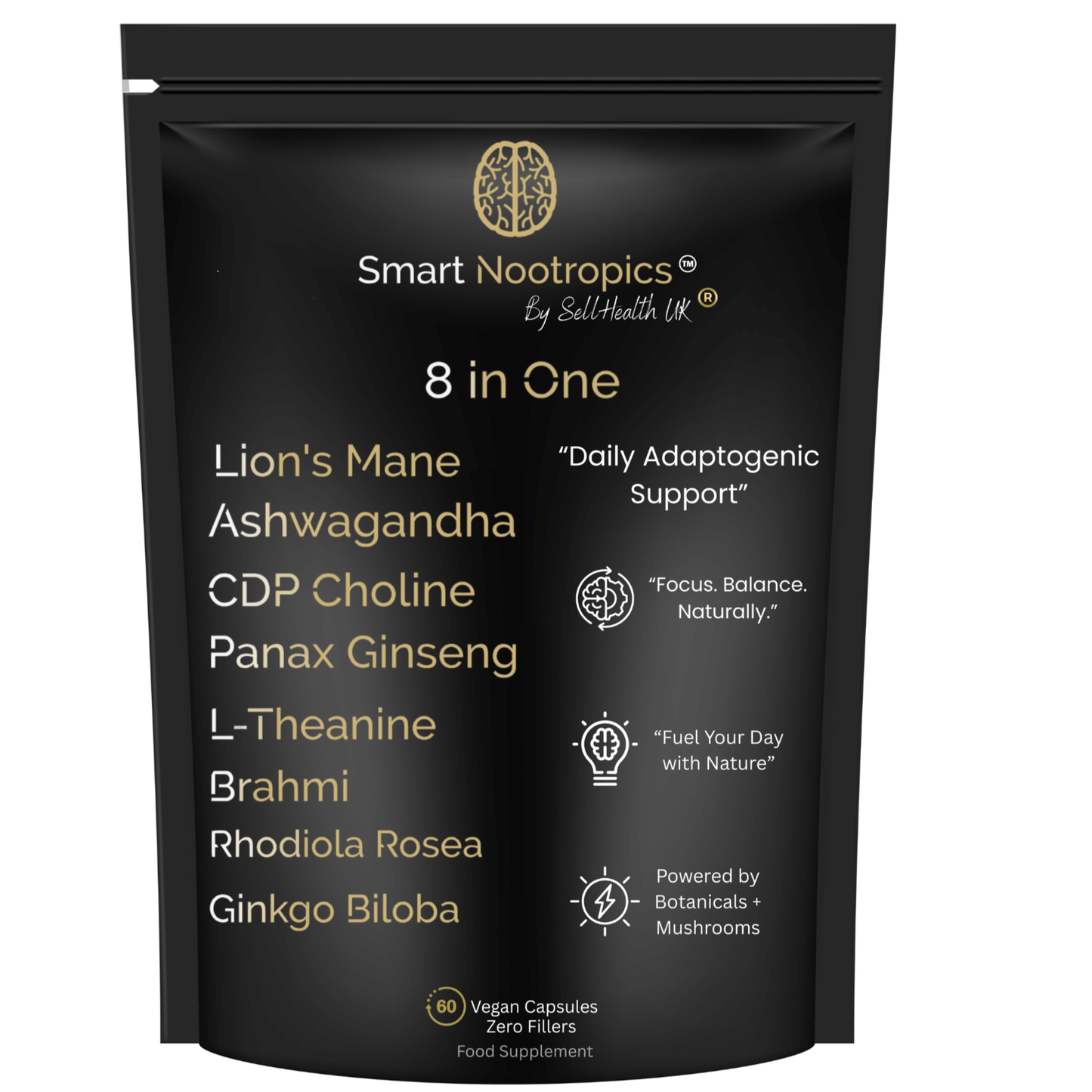 Smart Nootropics 8-in-1 Advanced Cognitive Essential Formula 60 Capsules