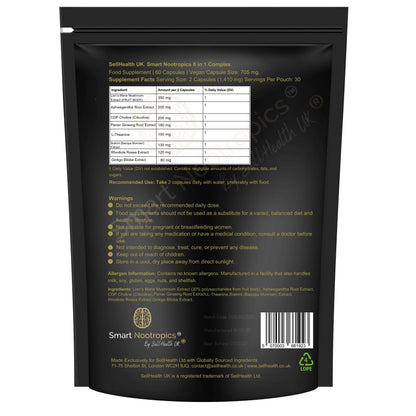 Smart Nootropics 8-in-1 Advanced Cognitive Essential Formula 60 Capsules