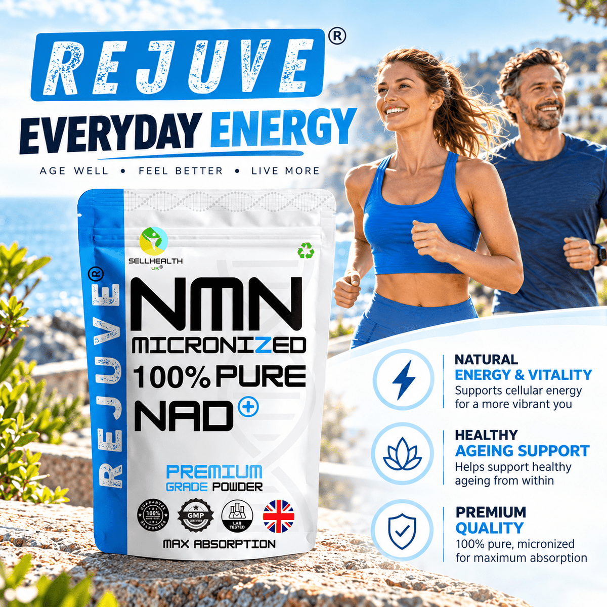 REJUVE® Pure NMN Powder – Micronized, with Measuring Scoop - SellHealth UK