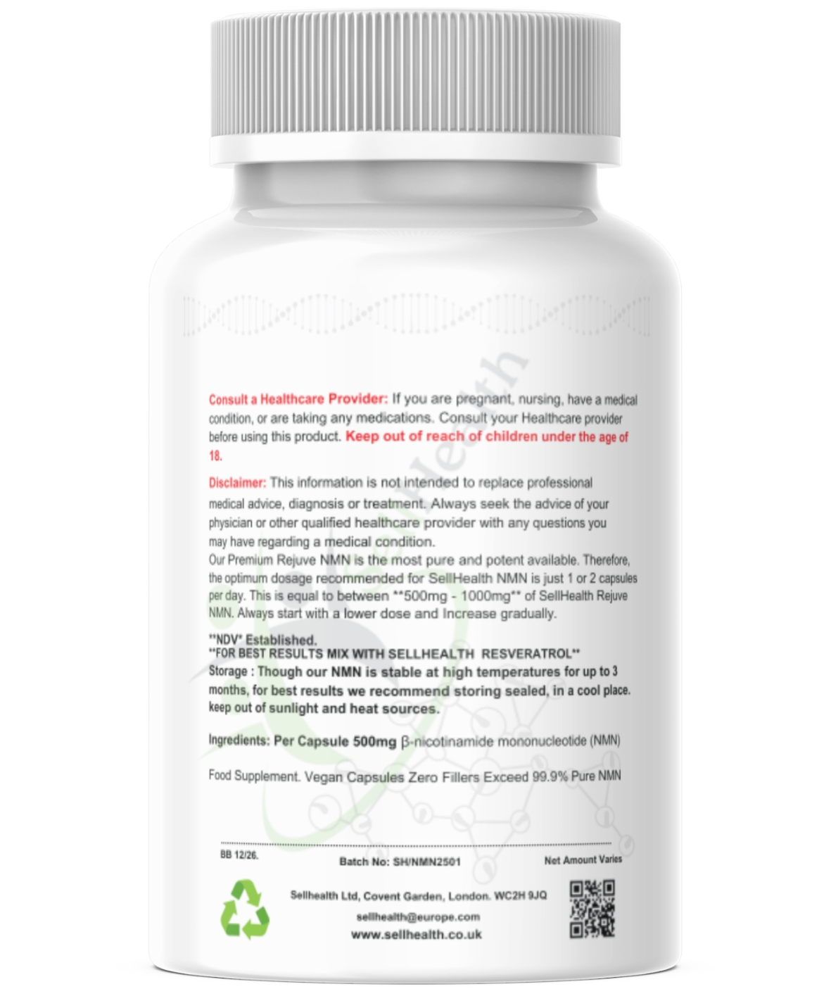 Pure NMN | 500mg Capsules + FREE eBook Bonus: Stayin' Young: Unlocking the Power of NMN for Youthful Living