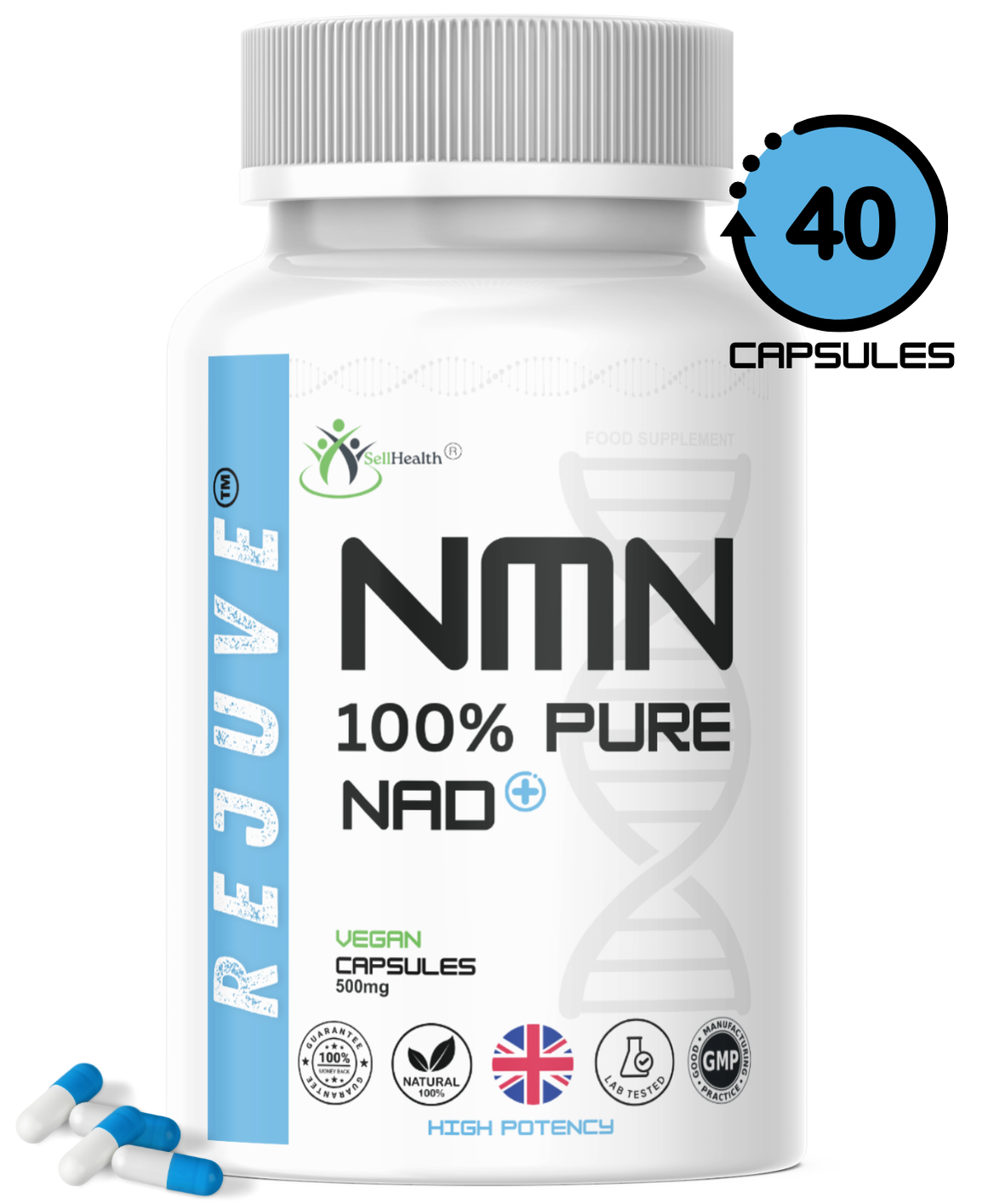 Pure NMN | 500mg Capsules + FREE eBook Bonus: Stayin' Young: Unlocking the Power of NMN for Youthful Living