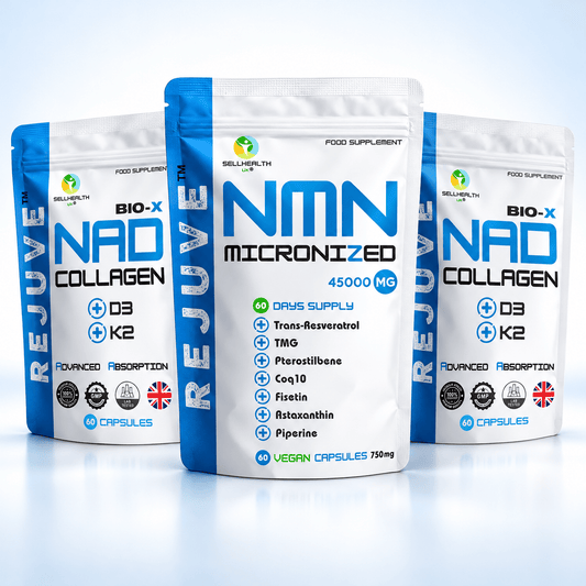 REJUVE® Longevity Pack – 1 × NMN Blend + 2 × BIO-X® NAD+ Collagen - SellHealth UK
