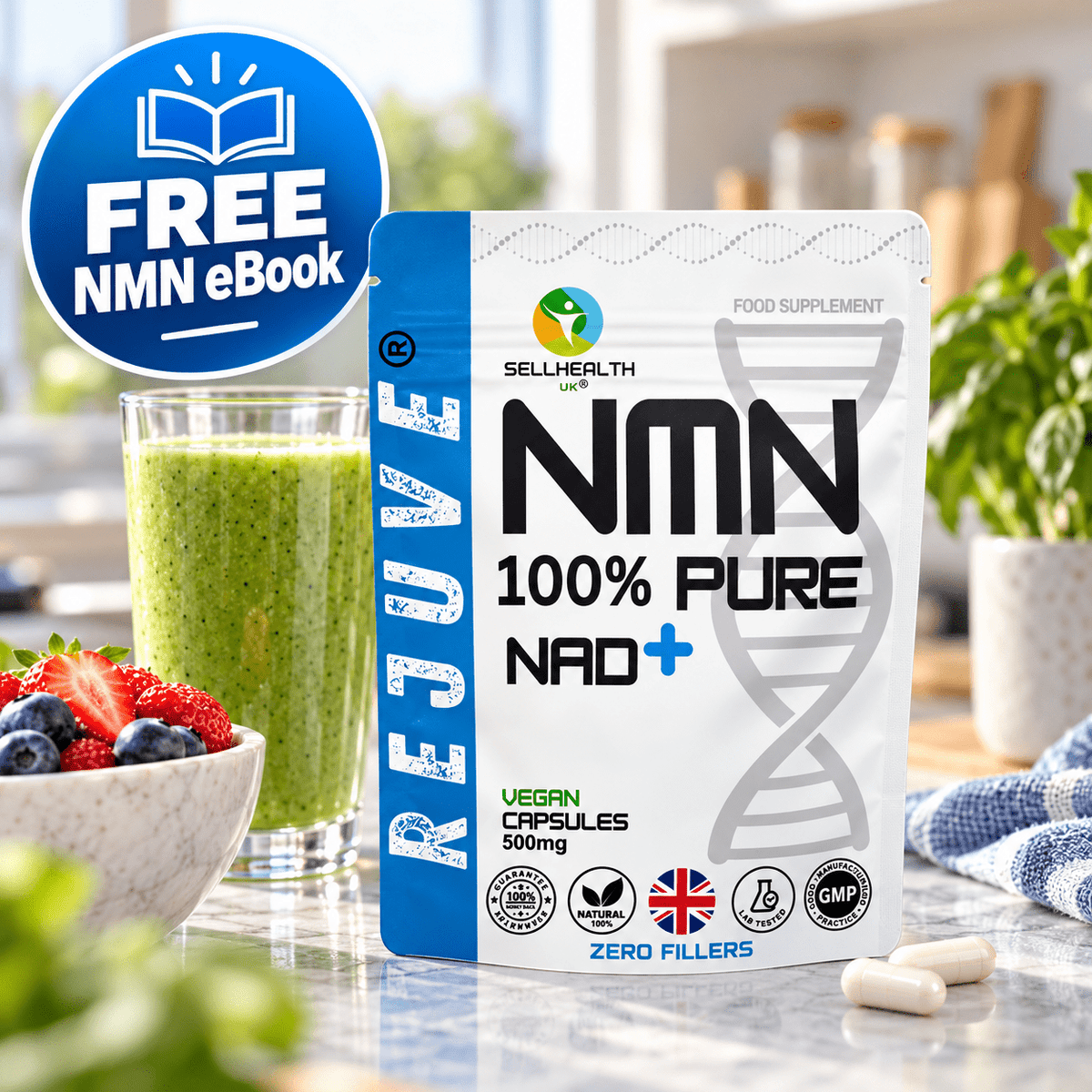 REJUVE® Pure NMN Powder – Micronized, with Measuring Scoop - SellHealth UK