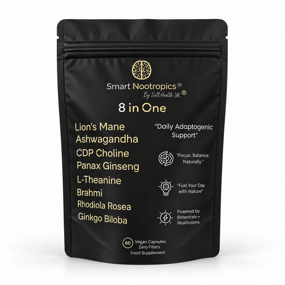 Smart Nootropics® 8-in-1 caffeine-free capsules, 60 capsules