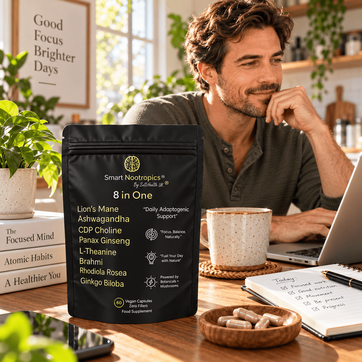Smart Nootropics® 8-in-1 caffeine-free capsules, 60 capsules