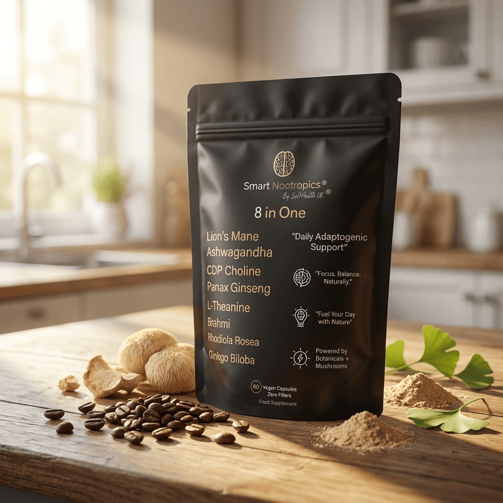 Smart Nootropics 8 - in - 1 Advanced Cognitive Essential Formula 60 Capsules - SellHealth UK